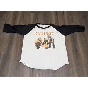 Vintage 1997 Hanson Band T Shirt PolyGram Merchandising L Raglan Tee‎